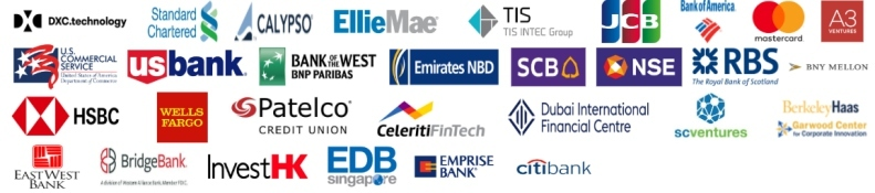 Original financial institution and technology logo collection, including Standard Chartered, Mastercard, HSBC, Wells Fargo, US Bank, Citi, DXC Technology and others